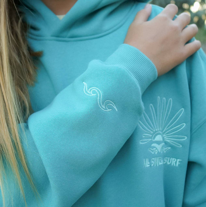 All Swell Surf Embroidered Hoodie - Sea Glass Surf (Youth)