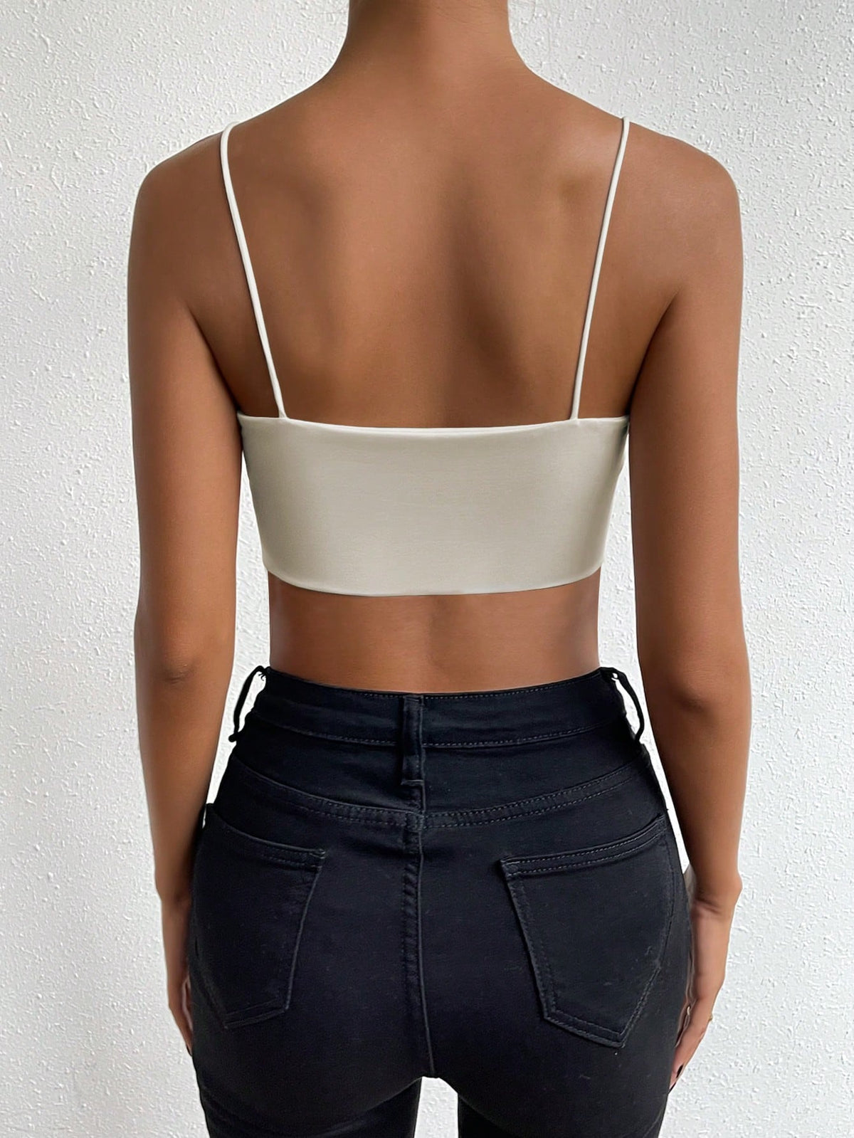 Allurite Women Solid Color Cropped Casual Fitted Camisole