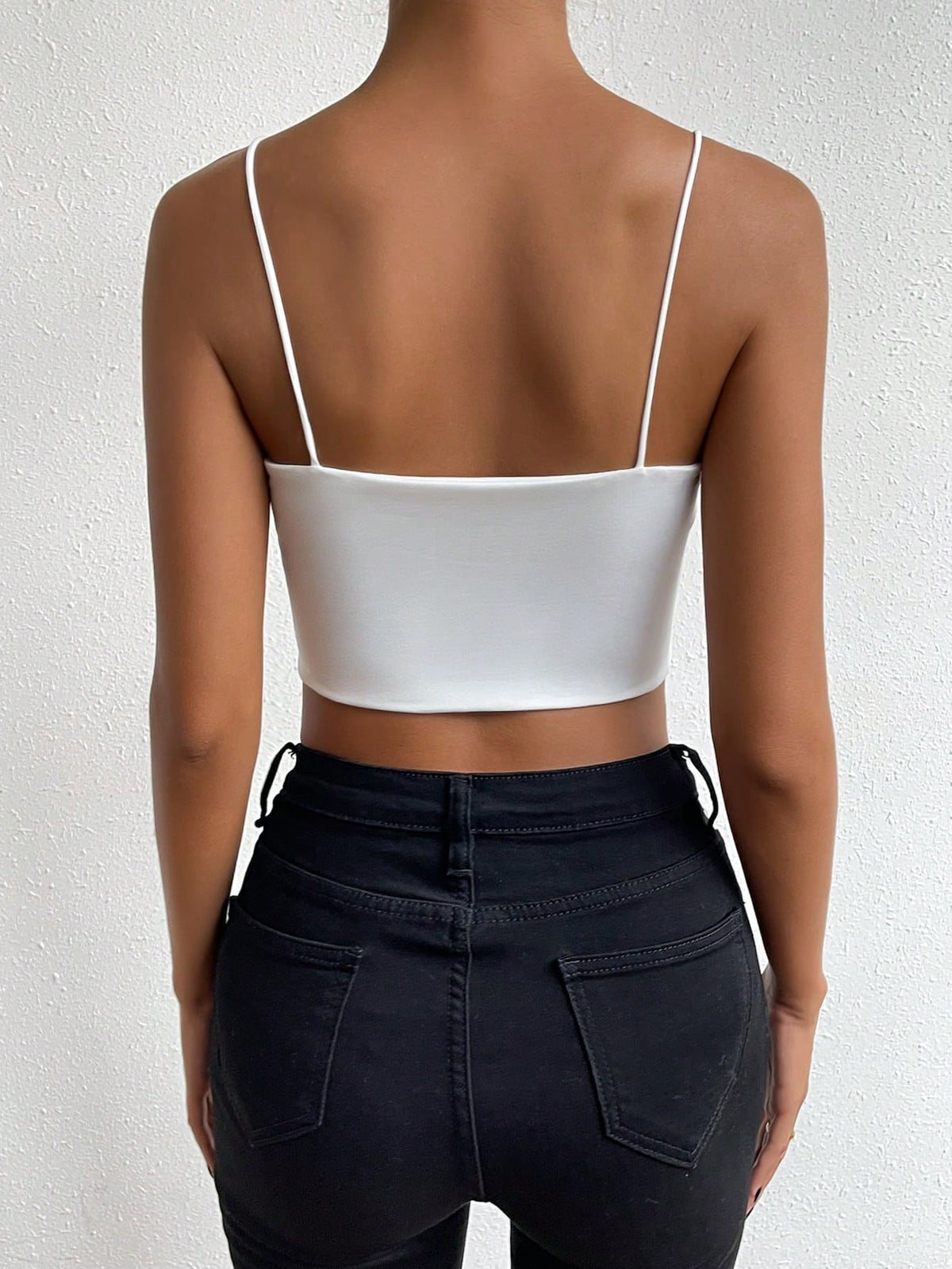 Allurite Women Solid Color Cropped Casual Fitted Camisole