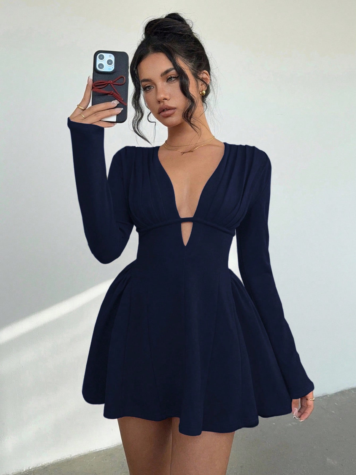 Aloruh Women's Sexy Solid Deep V-Neck Mini Dress,Summer Dresses
Spring Clothes