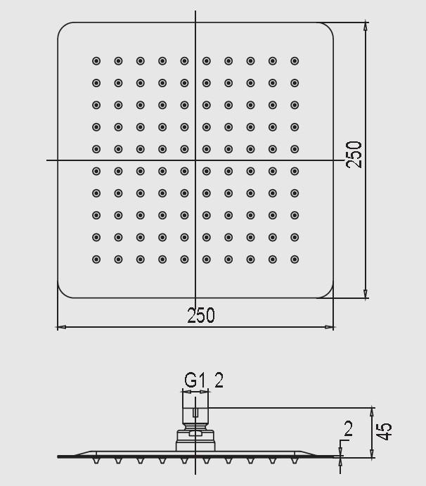 AMBER Square Shower Head 250mm Chrome Showers Arova