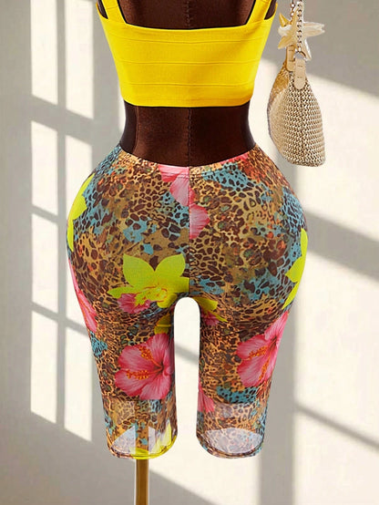 Amplova New Shades Of Brown Sheer Sexy Women Capri Pants Beach Summer
