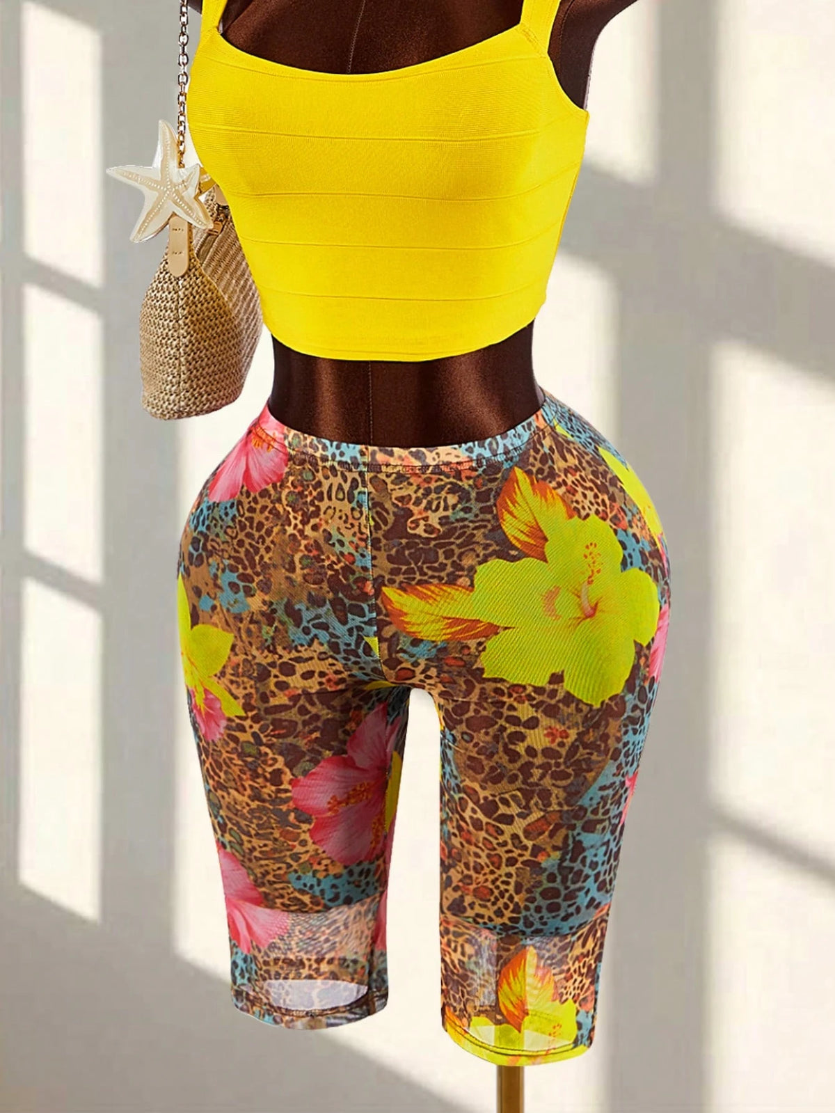 Amplova New Shades Of Brown Sheer Sexy Women Capri Pants Beach Summer