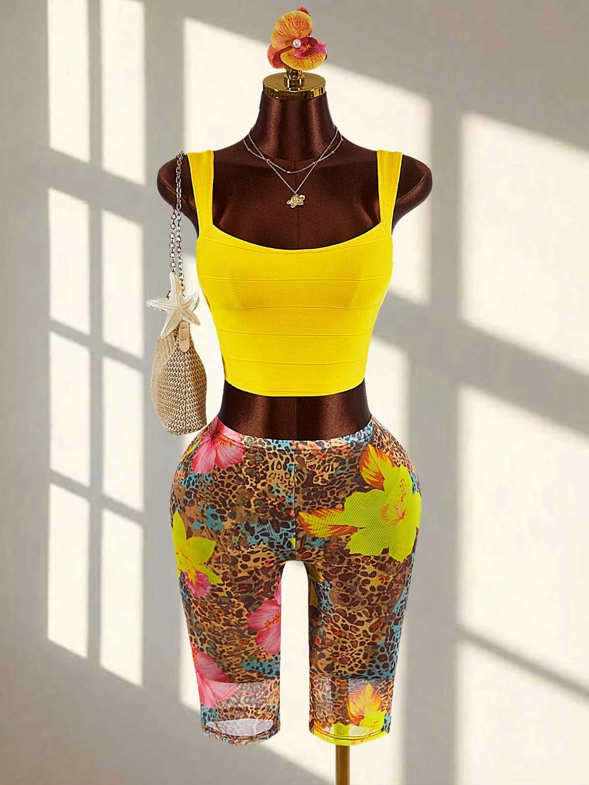 Amplova New Shades Of Brown Sheer Sexy Women Capri Pants Beach Summer