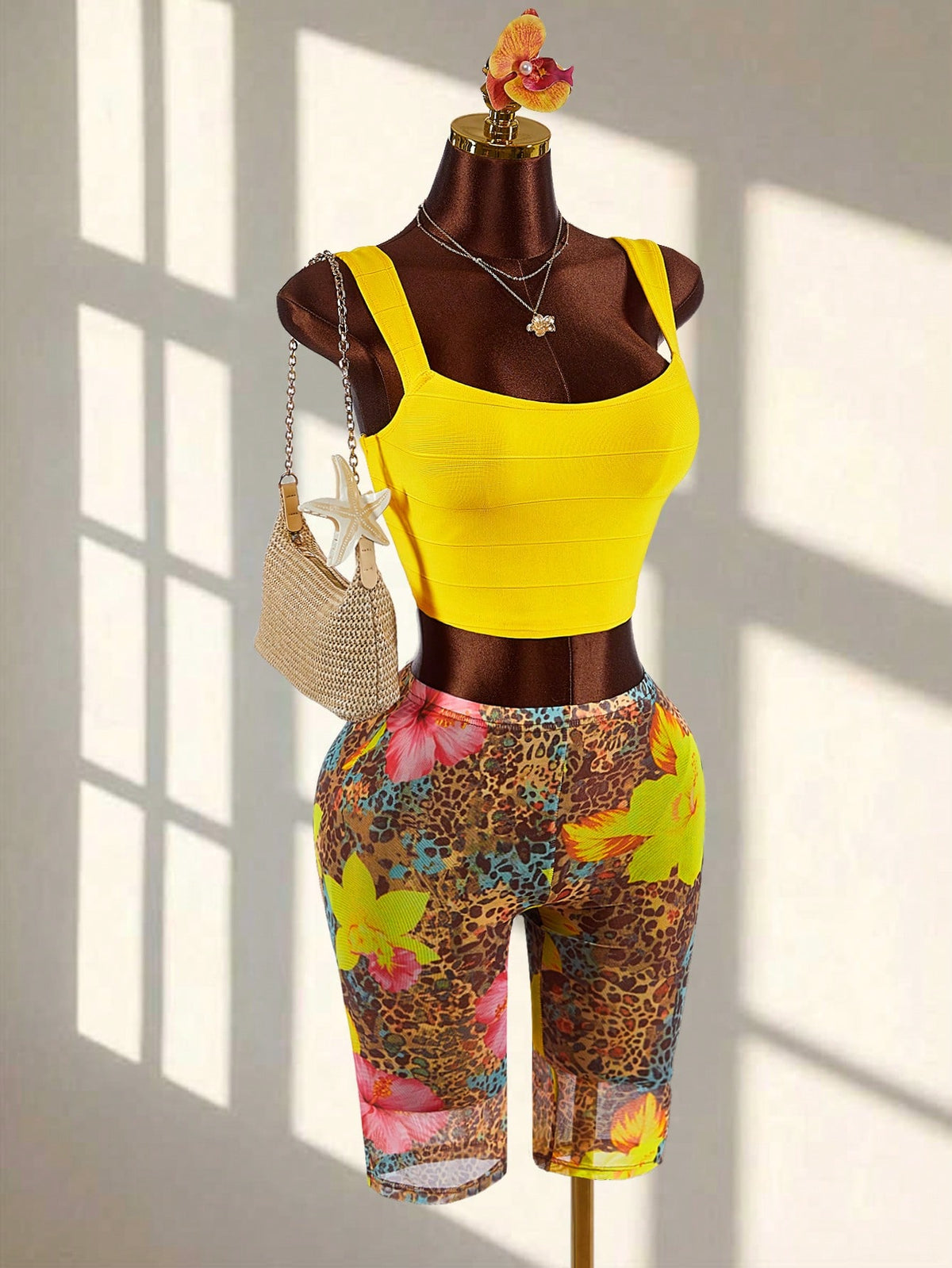 Amplova New Shades Of Brown Sheer Sexy Women Capri Pants Beach Summer