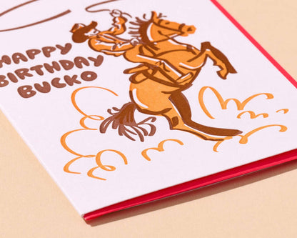 And Here We Are Greeting Card - Bday Bucko