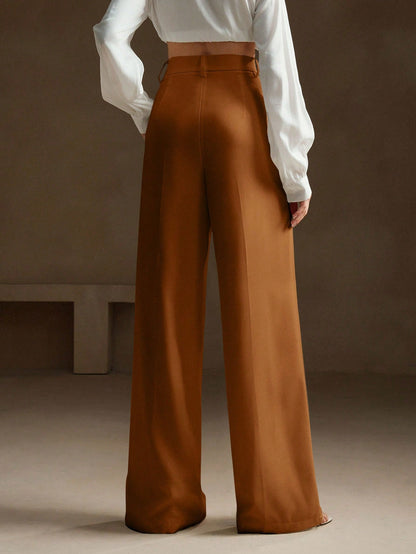 Anewsta Essential Maillard Straight Leg Elegant High-Waisted Suit Pants, Vacation/New Year's, Business Casual For Women