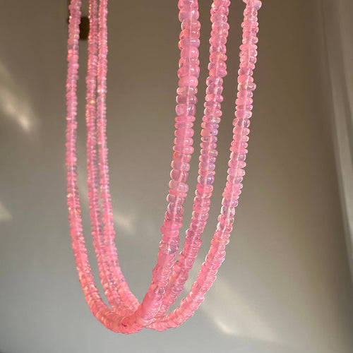 Anokhi Green Handmade Gemstone Necklace - Pastel Pink Ethiopian Opal