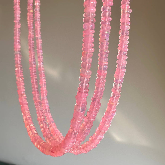 Anokhi Green Handmade Gemstone Necklace - Pastel Pink Ethiopian Opal