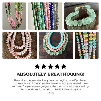 Anokhi Green Handmade Gemstone Necklace - Pastel Pink Ethiopian Opal