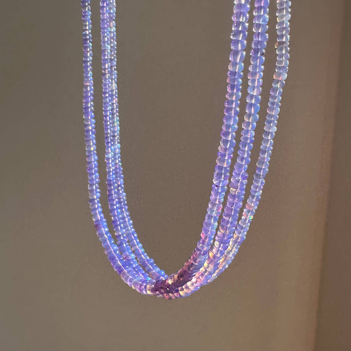 Anokhi Green Handmade Gemstone Necklace - Purple Ethiopian Opal