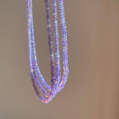 Anokhi Green Handmade Gemstone Necklace - Purple Ethiopian Opal