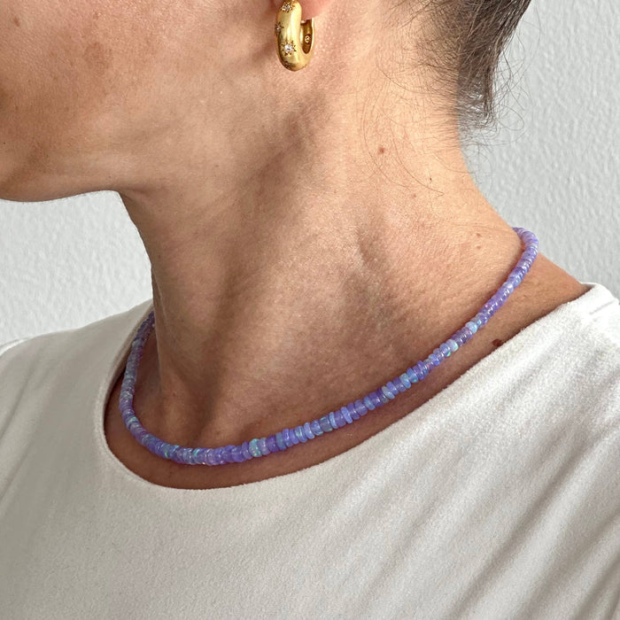 Anokhi Green Handmade Gemstone Necklace - Purple Ethiopian Opal