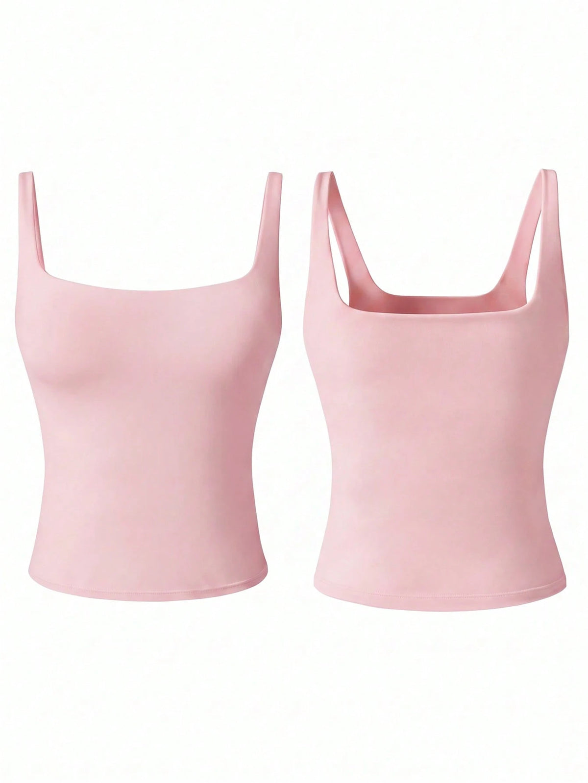 Aoqta Sports Women's Casual Knitted Square Neck Camisole, Built-In Padding, Basic Solid Color Top, Suitable For Yoga, Daily Wear, Training, Outings, Business