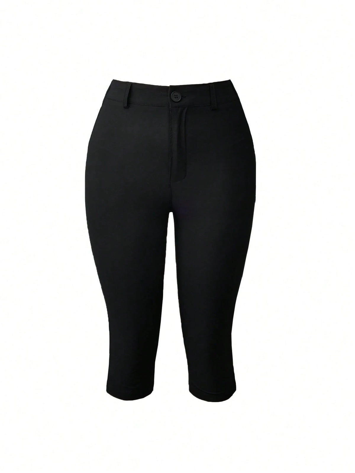 Apperloth A Apperloth Women's Thin 3/4 Pants, Elegant Black Casual Pants, Elastic Slit Hem, Slim Fit Leggings, 3/4 Pants, Skinny Pants, Button & Zipper Design, Suitable For Summer/Autumn Casual Outing