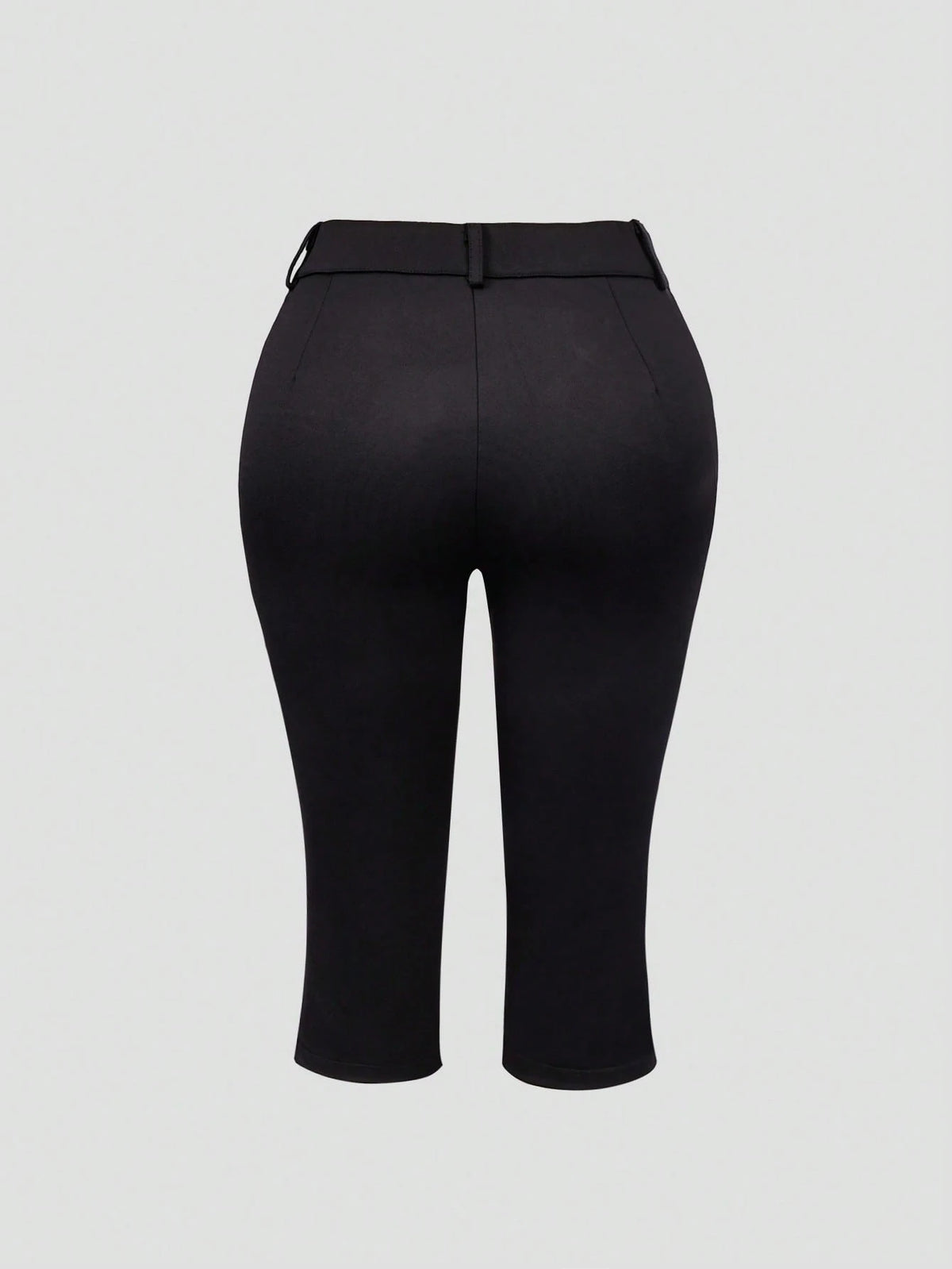 Apperloth A Apperloth Women's Thin 3/4 Pants, Elegant Black Casual Pants, Elastic Slit Hem, Slim Fit Leggings, 3/4 Pants, Skinny Pants, Button & Zipper Design, Suitable For Summer/Autumn Casual Outing