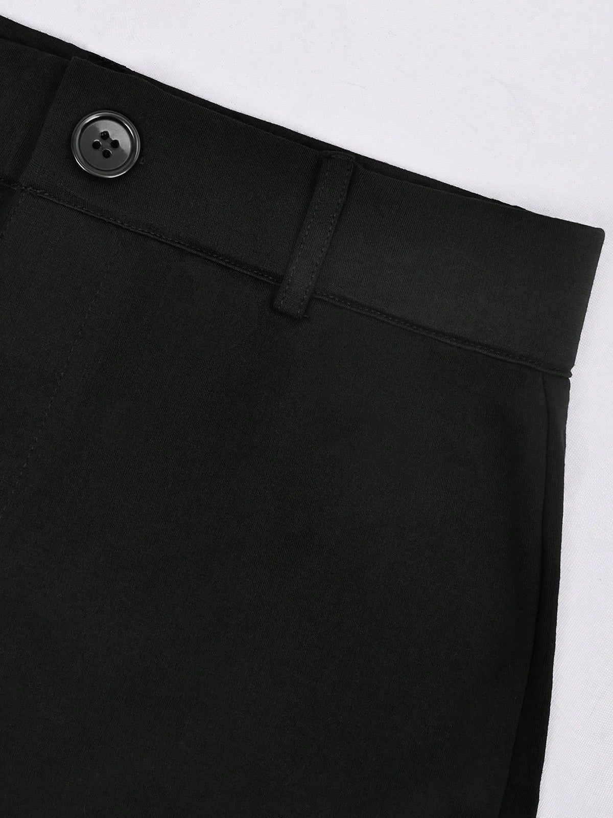 Apperloth A Apperloth Women's Thin 3/4 Pants, Elegant Black Casual Pants, Elastic Slit Hem, Slim Fit Leggings, 3/4 Pants, Skinny Pants, Button & Zipper Design, Suitable For Summer/Autumn Casual Outing