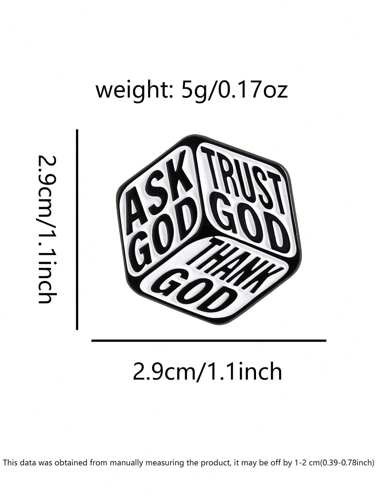 Ask Trust Thank God 3 Sides Cube Enamel Pin Christian Faith Religious Lapel Brooch Backpack Gift