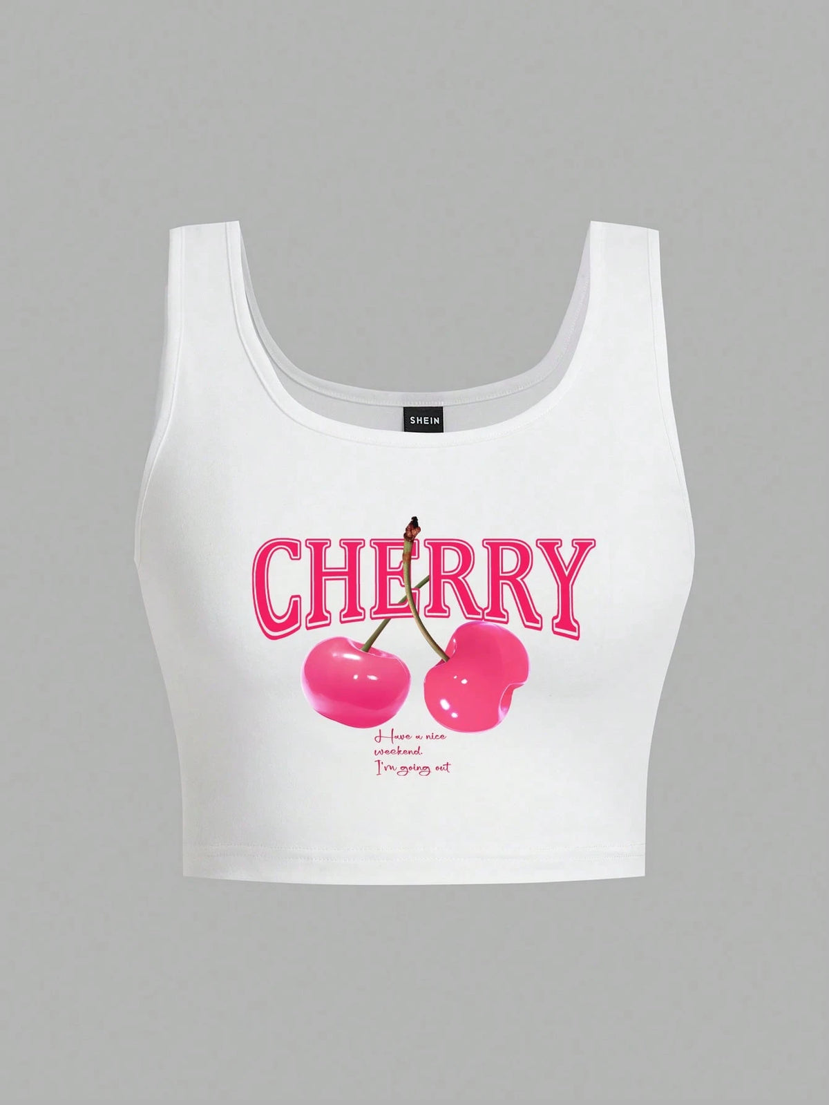 Attitoon 3pcs Women's Black, White & Pink Cherry Bow Graphic Cropped Tight Fit Casual Tank Tops, Suitable For Summer