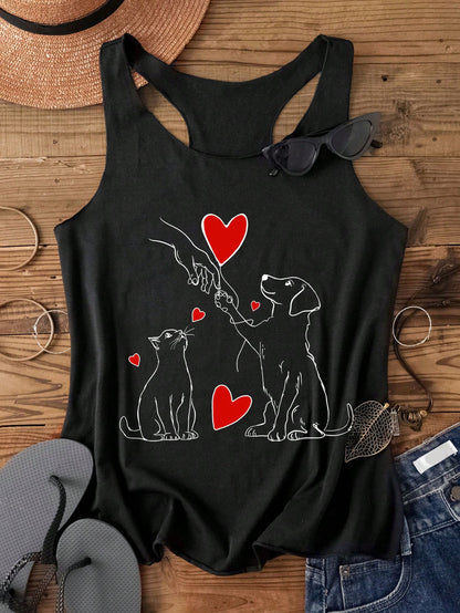 Attitoon Women's Casual Western Cattle Head Pattern Fitted Slim Tank Top, Summer Back To School