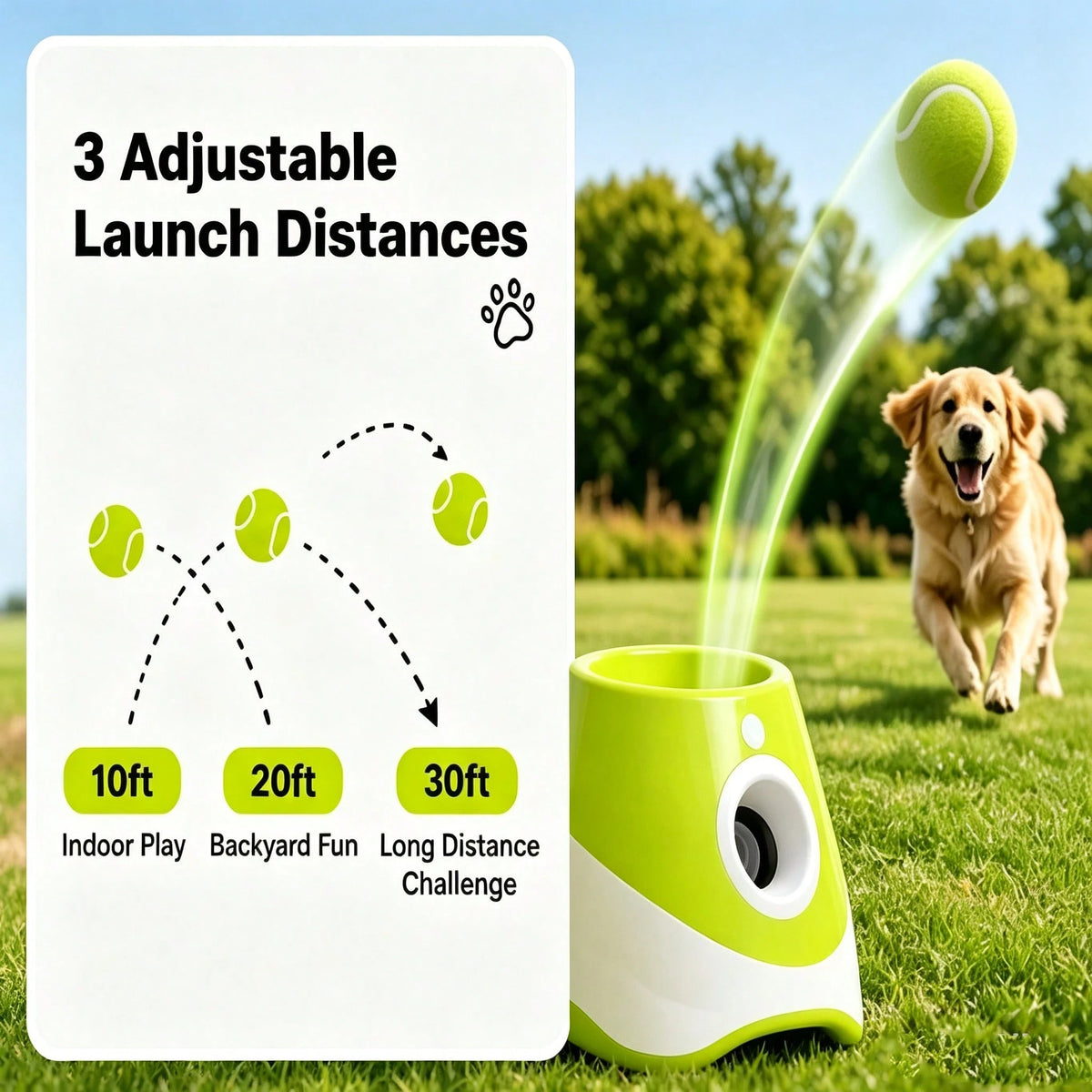 Automatic Dog Ball Launcher, Electric Interactive Fetch Toy With 3 Mini Tennis Balls, Adjustable Distance Pet Ball Thrower For Small Dogs, Indoor & Outdoor Play
