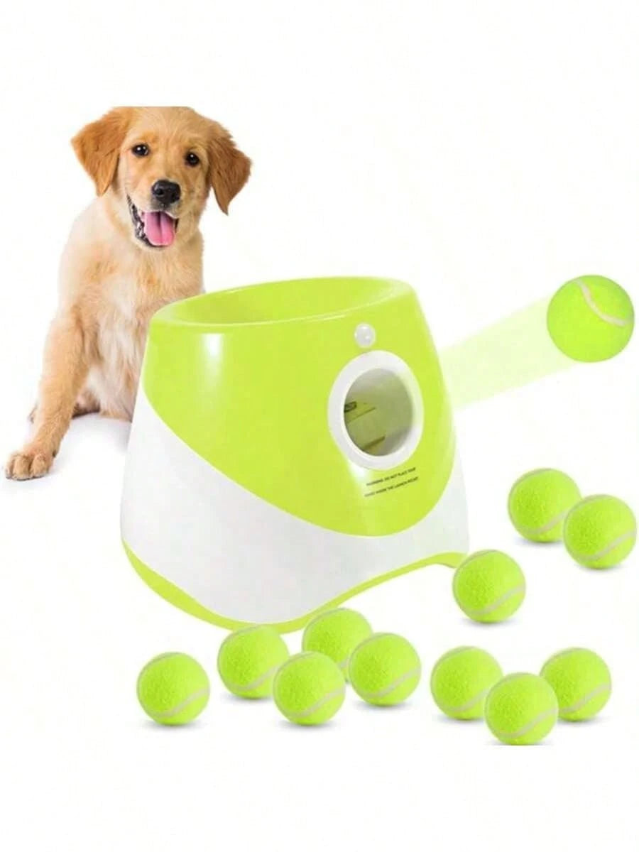 Automatic Dog Ball Launcher, Electric Interactive Fetch Toy With 3 Mini Tennis Balls, Adjustable Distance Pet Ball Thrower For Small Dogs, Indoor & Outdoor Play