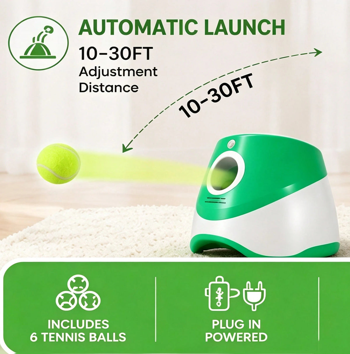 Automatic Dog Ball Launcher, Electric Interactive Fetch Toy With 3 Mini Tennis Balls, Adjustable Distance Pet Ball Thrower For Small Dogs, Indoor & Outdoor Play
