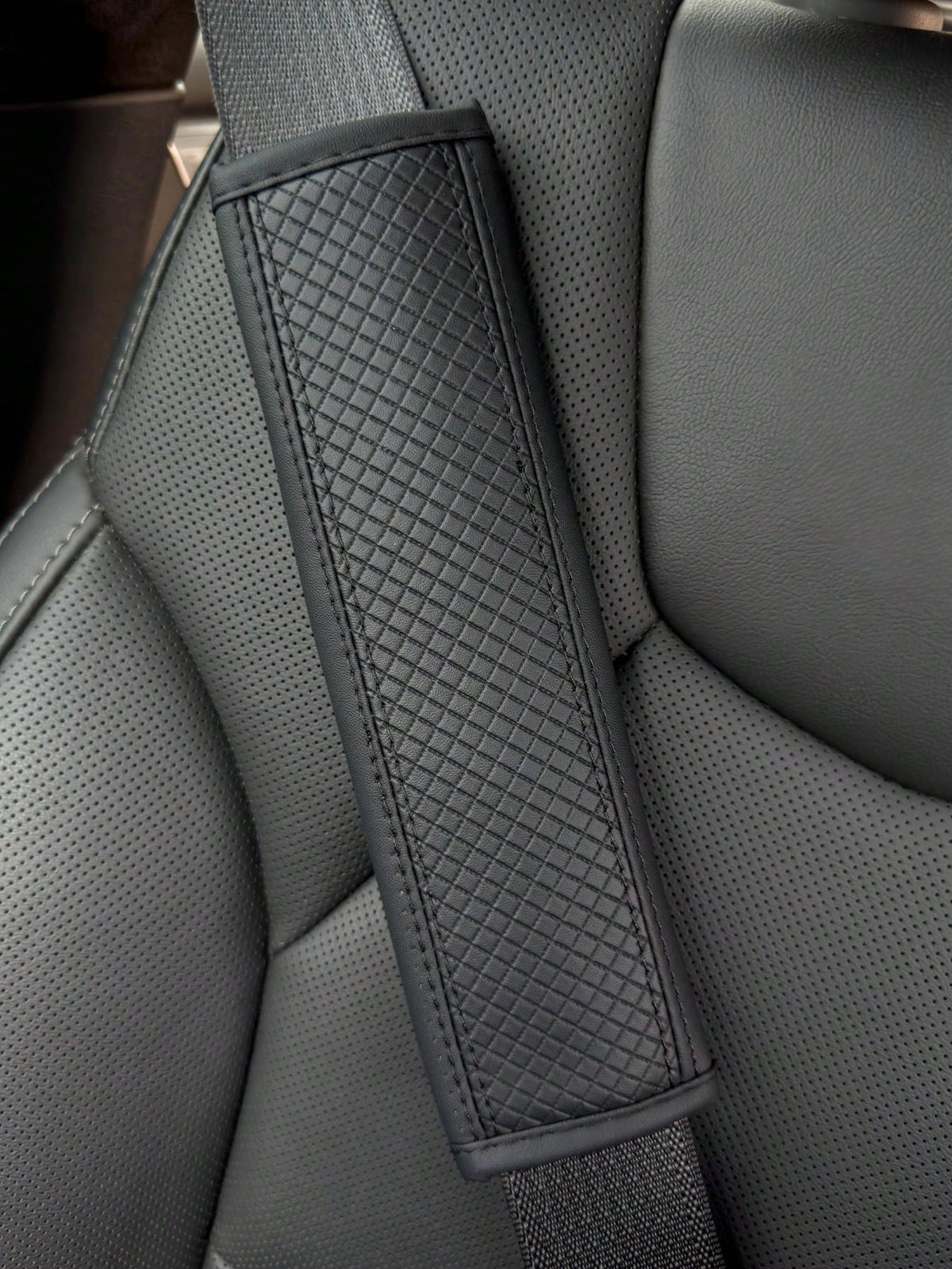 Automobile Seat Belt Shoulder Protection Pad, Embossed Fiber Artificial Leather Universal All Year Round Seatbelt Cushion Cover For Car Interior Accessories