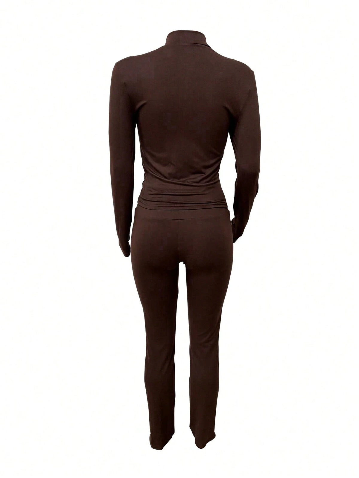 Autumn/Winter European And American Style Women's Fashion Zip-Up Cardigan, Fitted Top And Loose Wide-Leg Pants Set Spring Elegant Summer Brown