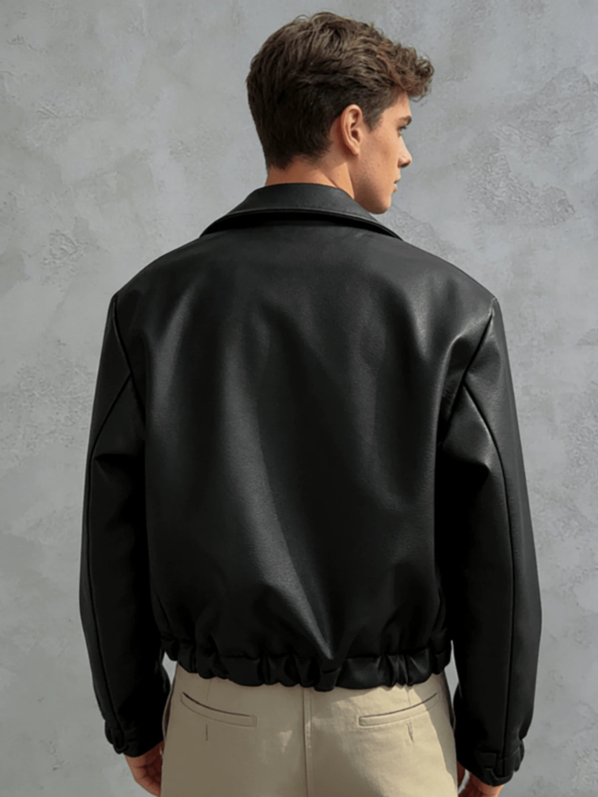 Autumn/Winter New Loose Casual Thick PU Men Regular Jacket