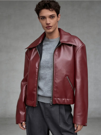 Autumn/Winter New Loose Casual Thick PU Men Regular Jacket