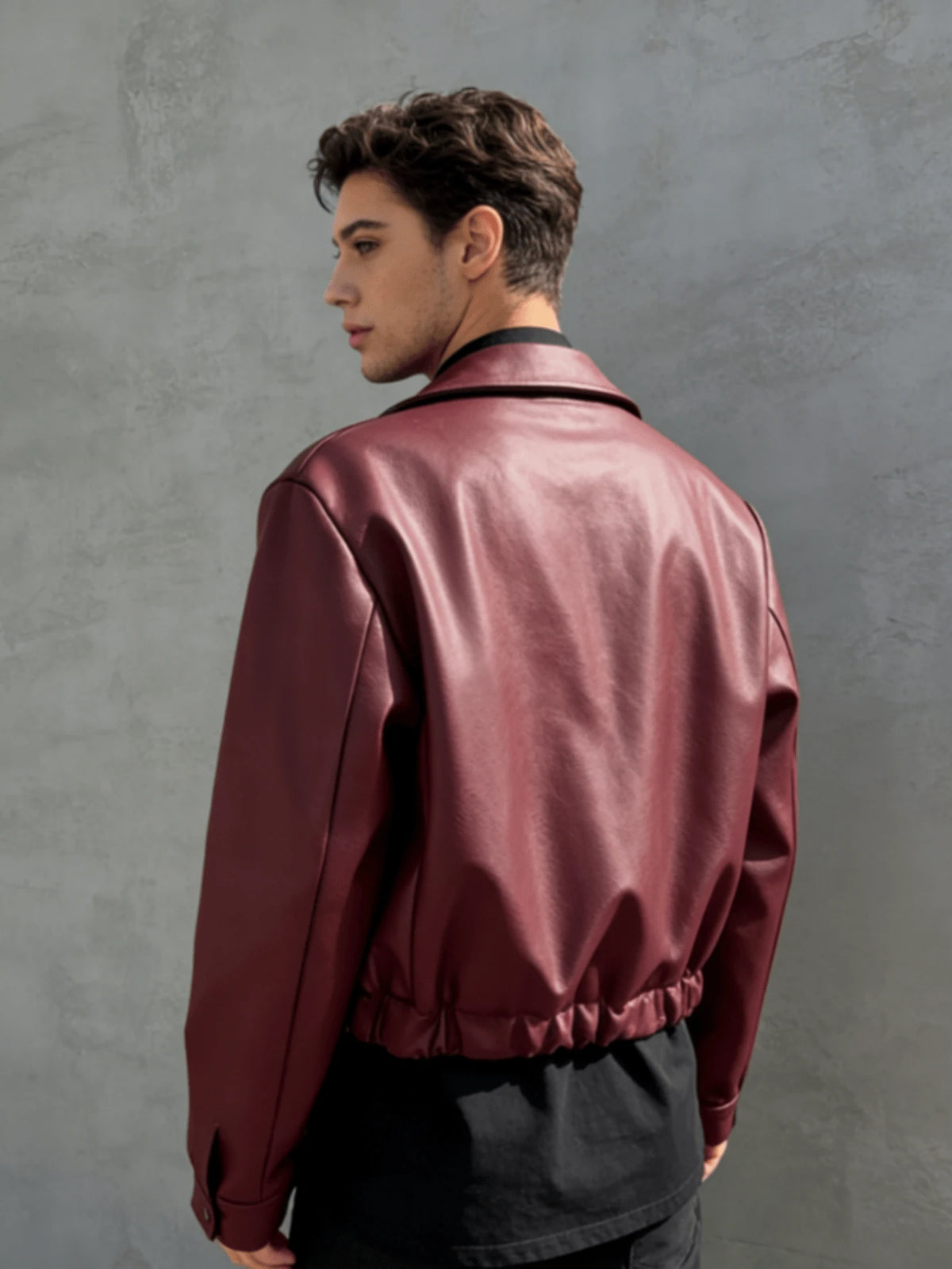 Autumn/Winter New Loose Casual Thick PU Men Regular Jacket