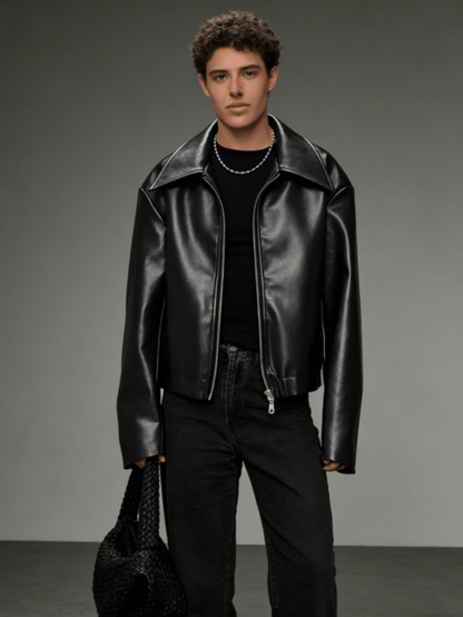 Autumn/Winter New Loose Casual Thick PU Men Regular Jacket