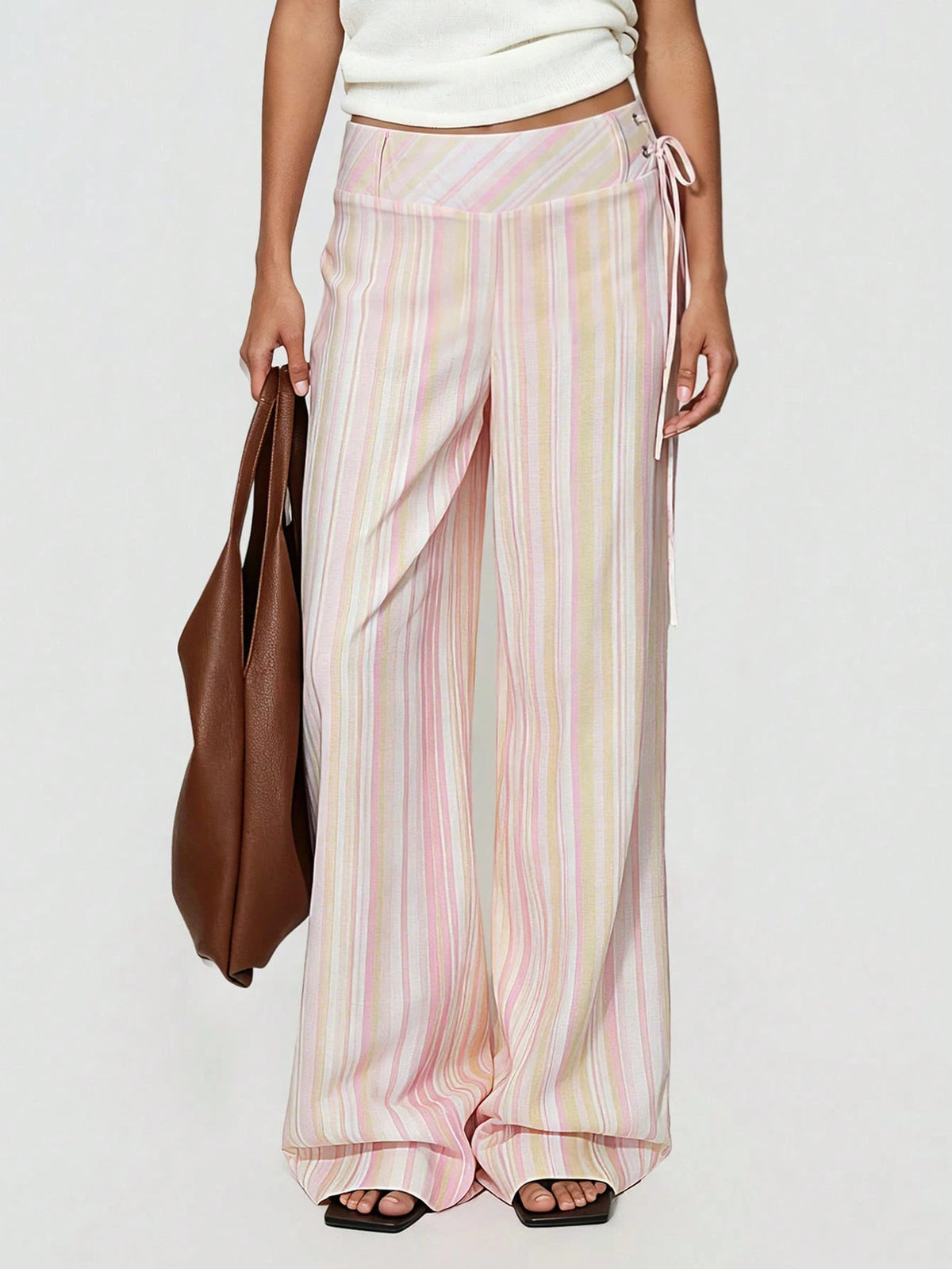Avenya Low Waist Striped Drawstring Casual Pants