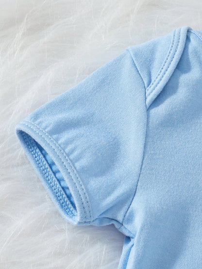 Baby Boy Casual Minimalist Letter Print Bodysuit Short Sleeve