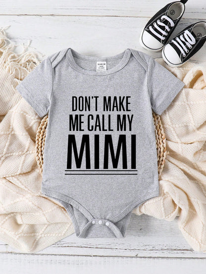 Baby Boy Funny Letter Print Short Sleeve Bodysuit, Summer