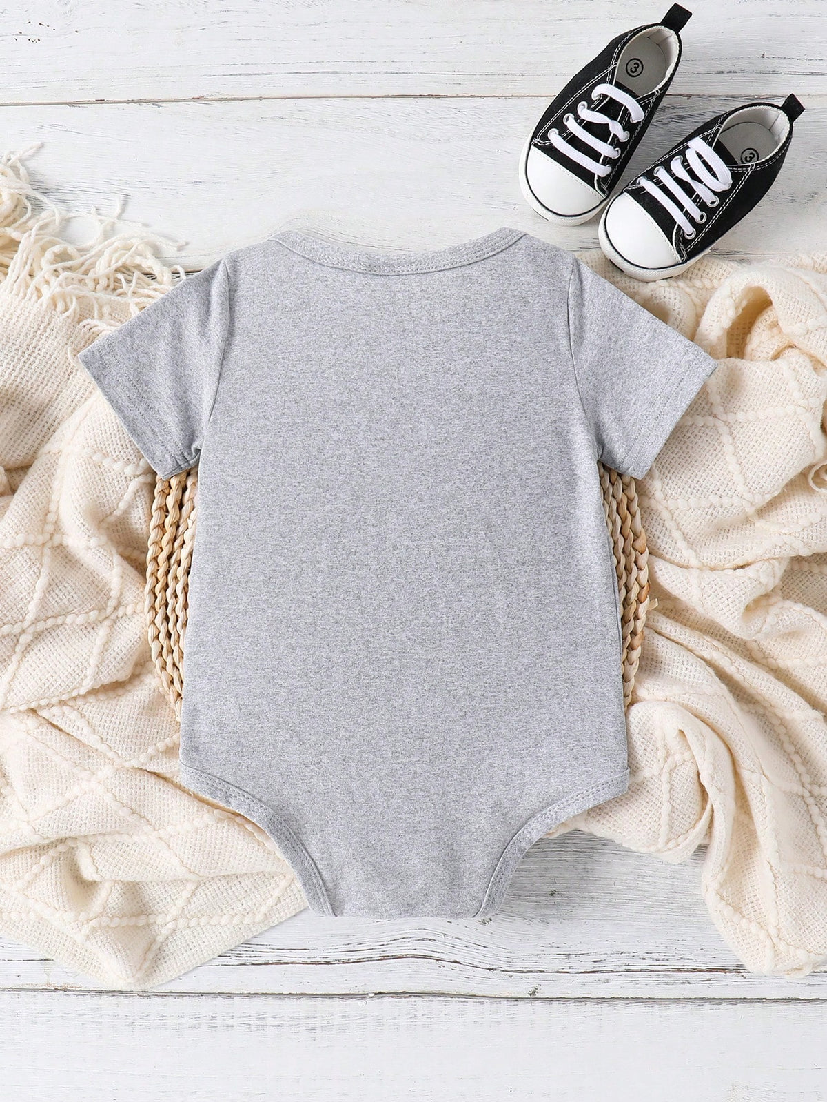 Baby Boy Funny Letter Print Short Sleeve Bodysuit, Summer