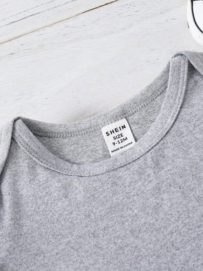 Baby Boy Funny Letter Print Short Sleeve Bodysuit, Summer