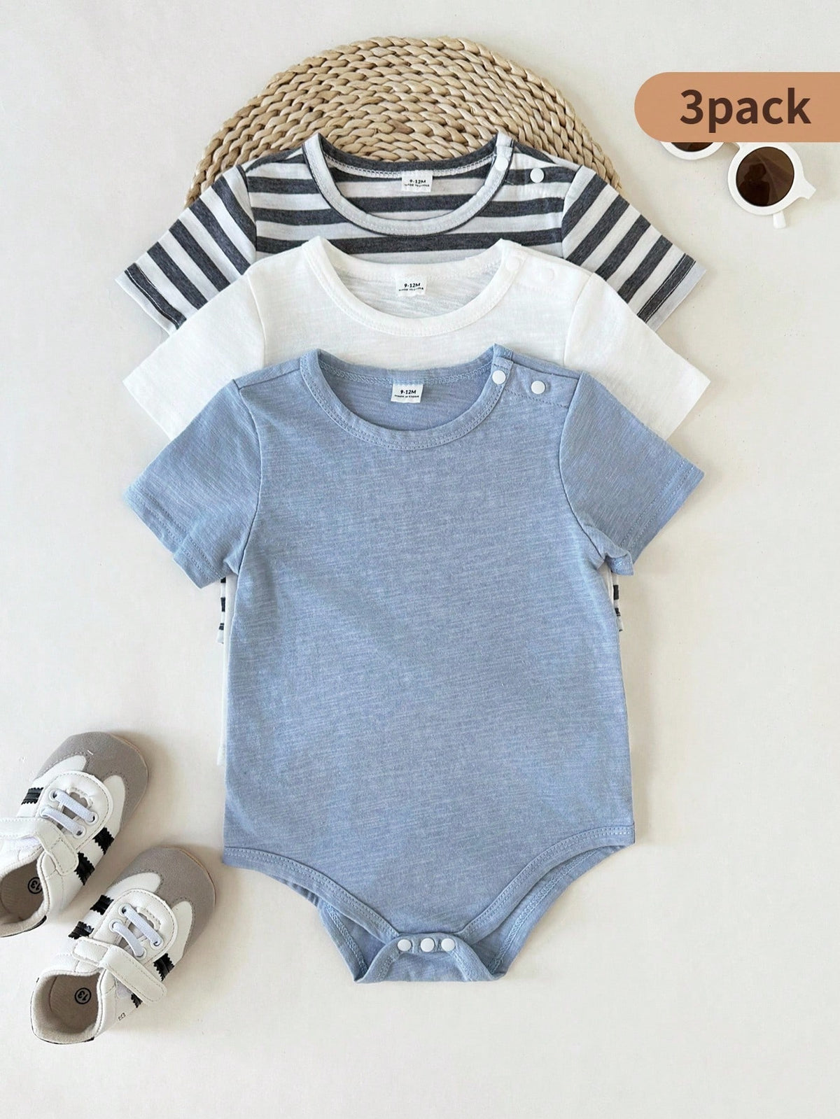 Baby Boy Funny Letter Print Short Sleeve Bodysuit, Summer