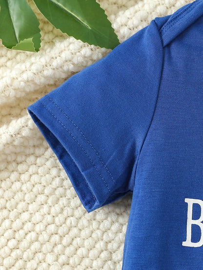 Baby Boy Short Sleeve Bodysuit With "I Love My Big Sister" Print