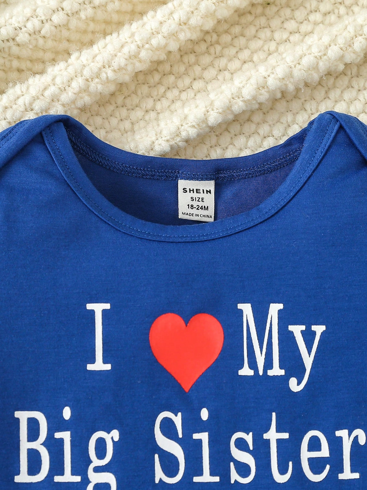 Baby Boy Short Sleeve Bodysuit With "I Love My Big Sister" Print