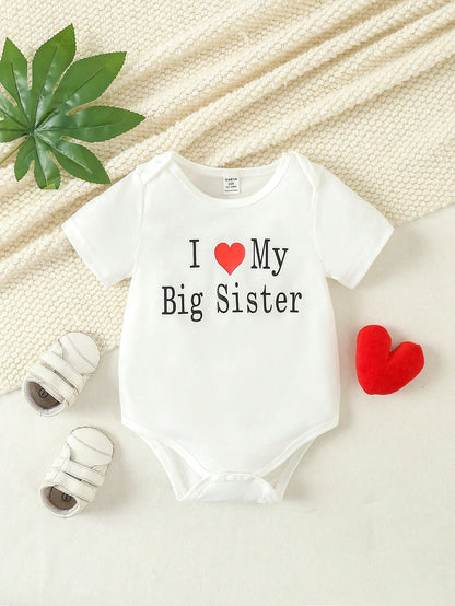 Baby Boy Short Sleeve Bodysuit With "I Love My Big Sister" Print