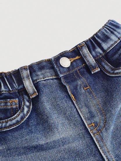Baby Boy Stonewashed Retro Distressed Vintage Washed Cat Whiskers Baggy Blue Denim Jeans,For Baby Boys Indoor/Outdoor Fall/Winter Clothes
