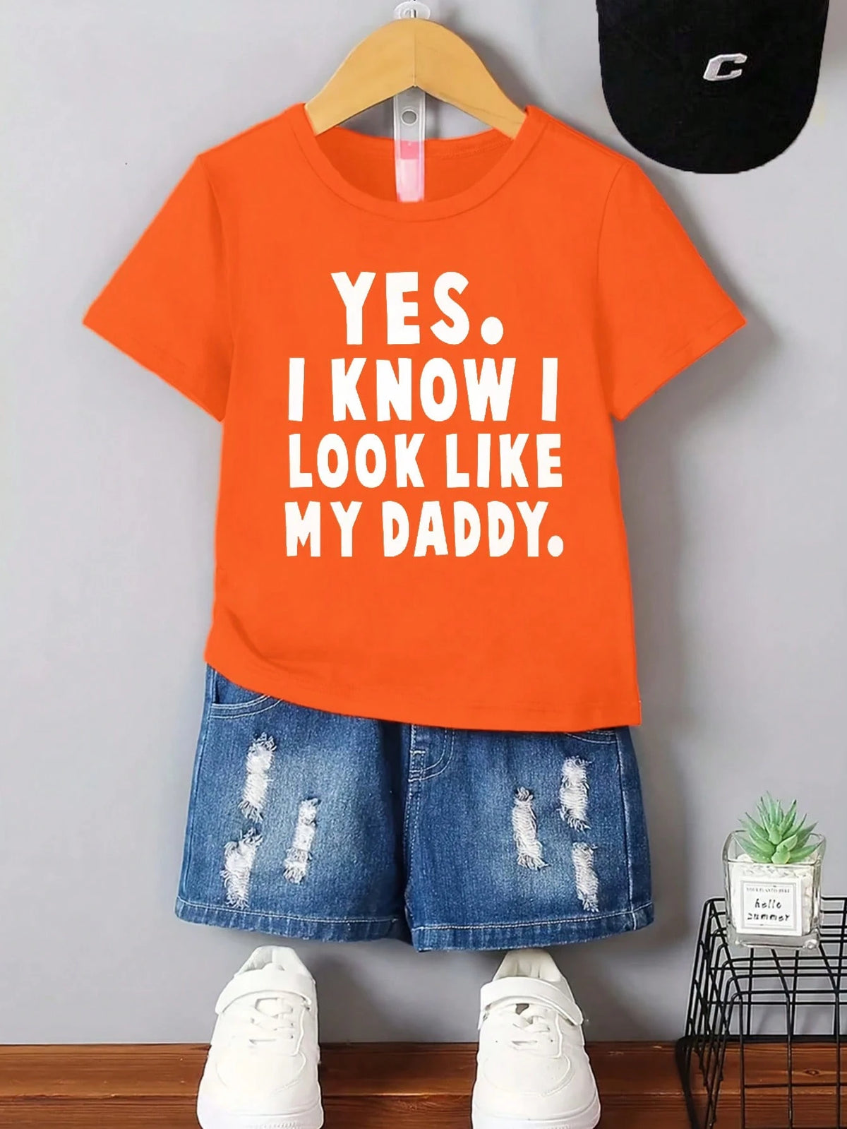 Baby Boys' White Summer Casual Family Matching T-Shirt, ""NO"" MEANS ASK GRANDMA Slogan Graphic Tee, Cute Creative Letter Print Everyday Fashion Top