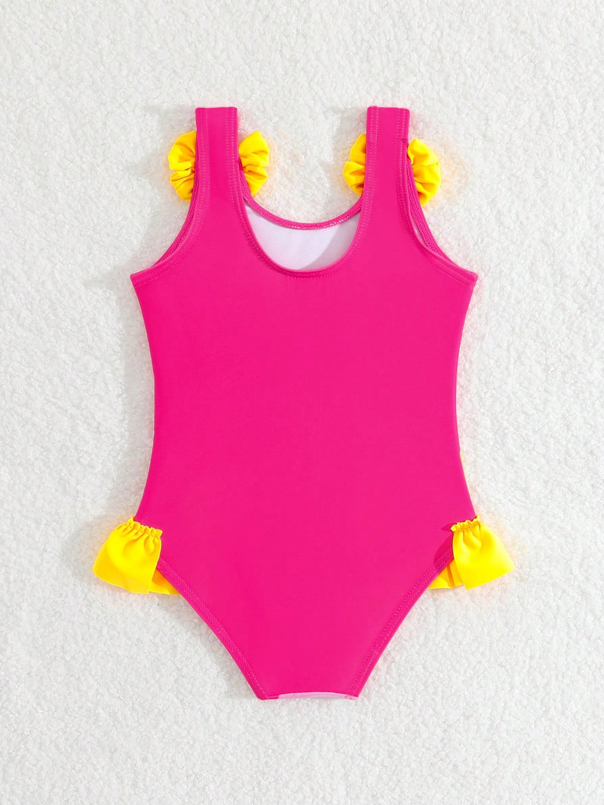 Baby Girl Little Yellow Duck Print Bow Decor One-Piece Swimsuit