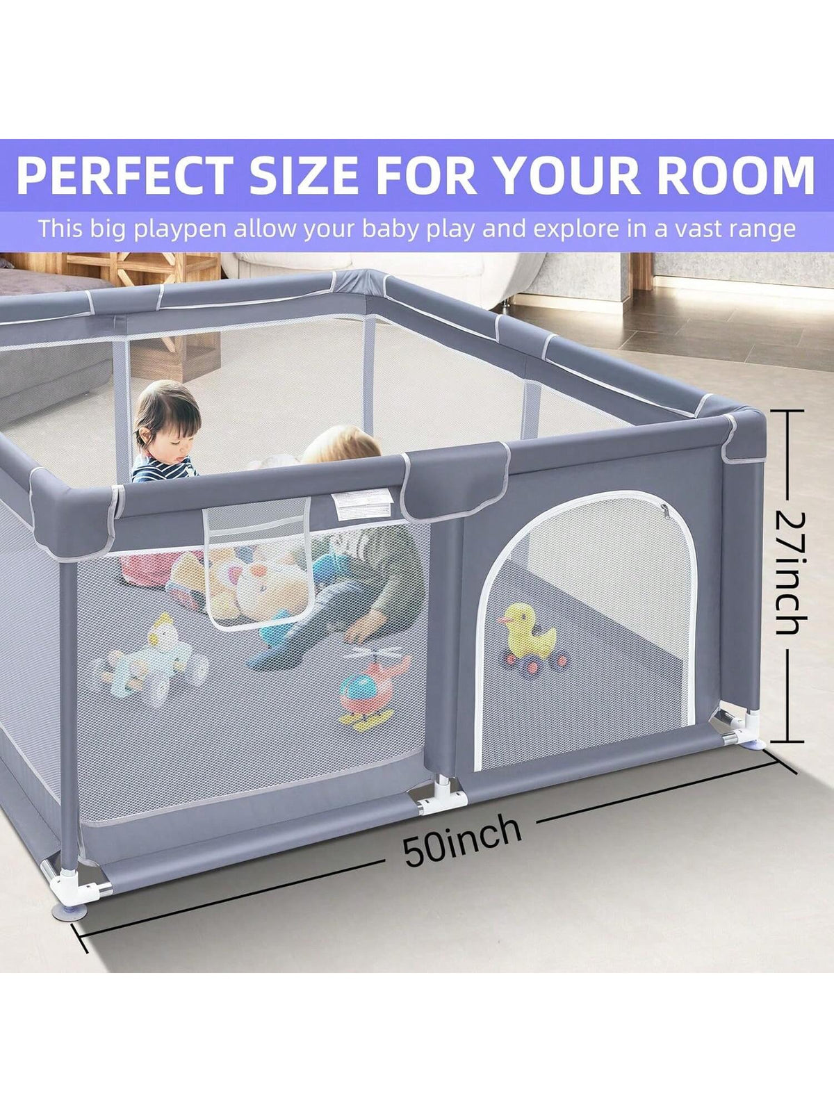 Baby Playpen,Portable Playground,Baby Gate Fence With Soft Breathable Mesh&Anti-Slip Base,Indoor And Outdoor,Baby Playen Activity Center,Newborn Gift