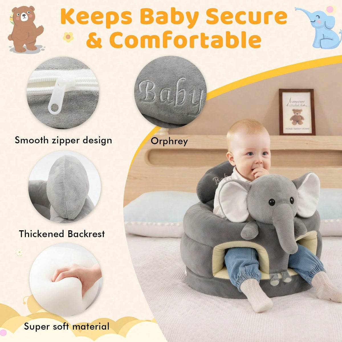 Baby Seat, Baby Sofa Seat, Baby Training Seat, Suitable For Bedrooms, Living Rooms, Nurseries, Cars, Etc., Easy To Carry.
