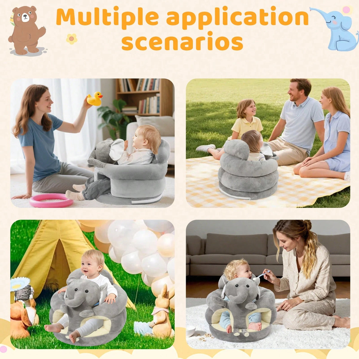 Baby Seat, Baby Sofa Seat, Baby Training Seat, Suitable For Bedrooms, Living Rooms, Nurseries, Cars, Etc., Easy To Carry.