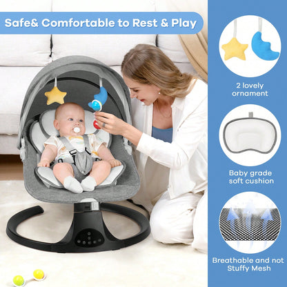 Baby Swing&Bouncer For Newborns,Electric Cradle With Music Speaker,3 Seat Positions,10 Lullabies,5 Speed Settings,Remote Control&Dual Power Supply