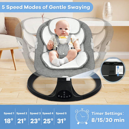 Baby Swing&Bouncer For Newborns,Electric Cradle With Music Speaker,3 Seat Positions,10 Lullabies,5 Speed Settings,Remote Control&Dual Power Supply
